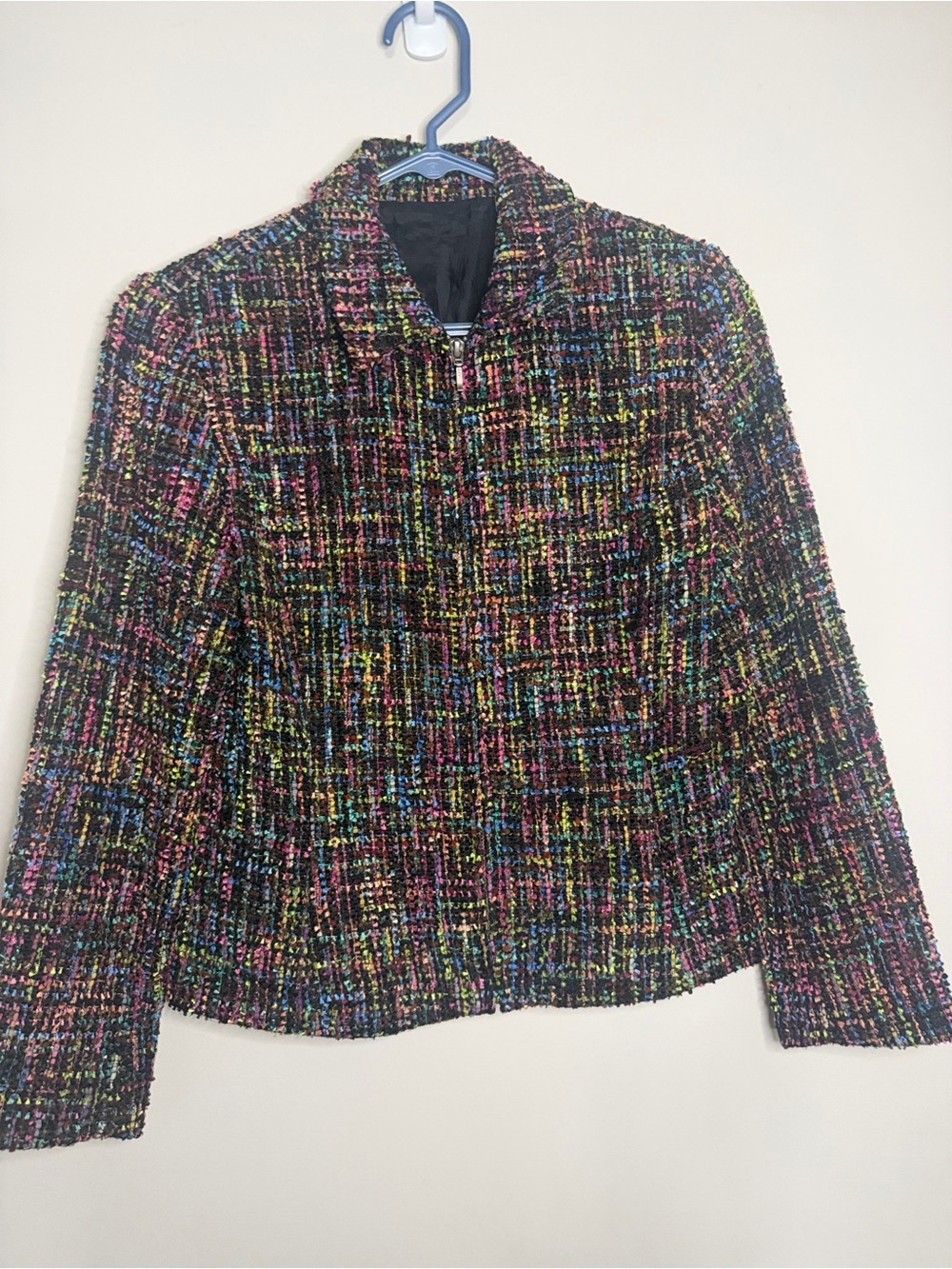 Women’s Multicolor Tweed Zip-Front Jacket